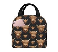 Borsa termica per il pranzo per donne e uomini, con stampa mucca, piccola borsa termica per donne, adulti, borsa termica per lavoro, viaggi, palestra, con tasca frontale da 20,3 x 12,7 cm