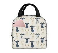 Borsa termica per il pranzo per donne e uomini, con stampa semplice di capre, piccola borsa termica per il pranzo, per donne, adulti, per lavoro, viaggi, palestra, con tasca frontale da 20,3 x 12,7 cm