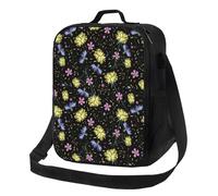 Borsa termica per il pranzo per donne e uomini, da lavoro, blu, viola, giallo, garofano, fiori, piccola scatola per il pranzo per donne e uomini, morbida borsa termica isolata, borsa per il pranzo per