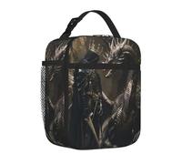 Borsa termica per il pranzo per donne e uomini, da lavoro, con cavaliere medievale e drago, riutilizzabile, borsa termica per il pranzo per adulti, borsa tote per ufficio e picnic