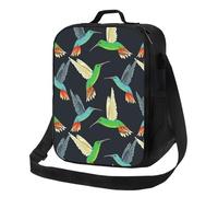 Borsa termica per il pranzo per donne e uomini, da lavoro, con colibrì, blu, verde, per adulti, per donne e uomini, morbida borsa termica isolata, piccola borsa per il pranzo con tracolla regolabile