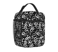 Borsa termica per il pranzo per donne e uomini, da lavoro, con disegno di serpente bianco, riutilizzabile, borsa per il pranzo per adulti per ufficio e picnic