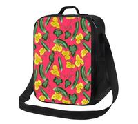 Borsa termica per il pranzo per donne e uomini, da lavoro, con fiori di cetriolo, ratta, per adulti, per donne e uomini, morbida borsa termica isolata, piccola borsa per il pranzo con tracolla