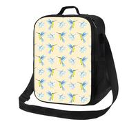 Borsa termica per il pranzo per donne e uomini, da lavoro, con fiori di colibrì blu, per donne e uomini, morbida borsa termica isolata, piccola borsa per il pranzo con tracolla regolabile
