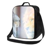 Borsa termica per il pranzo per donne e uomini, da lavoro, con il gatto che guarda allo specchio, per adulti, unisex, leggera, isolata, piccola borsa per il pranzo con tracolla regolabile