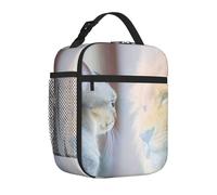 Borsa termica per il pranzo per donne e uomini, da lavoro, con il gatto che si guarda allo specchio, riutilizzabile, borsa termica per il pranzo per adulti, borsa tote per ufficio e picnic