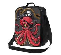 Borsa termica per il pranzo per donne e uomini, da lavoro, con illustrazione di pirati di polpi, per adulti, per donne e uomini, morbida borsa termica isolata, piccola borsa per il pranzo con tracolla