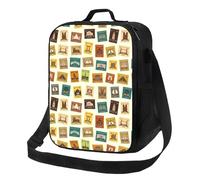 Borsa termica per il pranzo per donne e uomini, da lavoro, con motivo a francobolli colorati, piccola scatola per il pranzo per donne e uomini, morbida borsa termica isolata, borsa per il pranzo per