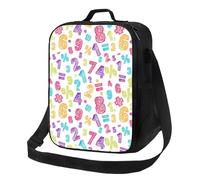 Borsa termica per il pranzo per donne e uomini, da lavoro, con numeri colorati per matematica, per donne e uomini, morbida borsa termica isolata, piccola borsa per il pranzo con tracolla regolabile