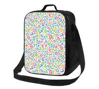 Borsa termica per il pranzo per donne e uomini, da lavoro, con numero matematico, colorato, per adulti, per donne e uomini, morbida borsa termica isolata, piccola borsa per il pranzo con tracolla