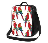 Borsa termica per il pranzo per donne e uomini, da lavoro, con pappagallo rosso ara sul ramo, piccola scatola per il pranzo per donne e uomini, morbida borsa termica isolata, borsa per il pranzo per
