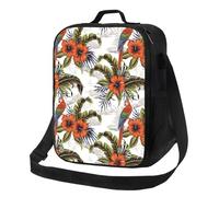 Borsa termica per il pranzo per donne e uomini, da lavoro, con pappagallo rosso, foglia di banana, fiore, piccola borsa termica per donne e uomini, borsa termica morbida isolata, borsa per il pranzo