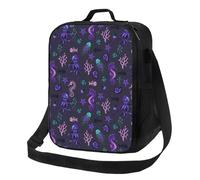 Borsa termica per il pranzo per donne e uomini, da lavoro, con polpo, cavalluccio marino, medusa, viola, per adulti, per donne e uomini, morbida borsa termica isolata, piccola borsa per il pranzo con