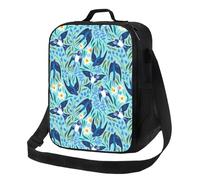Borsa termica per il pranzo per donne e uomini, da lavoro, con rondini e fiori volanti, per adulti, per donne e uomini, morbida borsa termica isolata, piccola borsa per il pranzo con tracolla