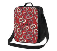 Borsa termica per il pranzo per donne e uomini, da lavoro, con schizzo minimalista, divertente serpente rosso, per adulti, per donne e uomini, morbida borsa termica isolata, piccola borsa per il