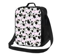 Borsa termica per il pranzo per donne e uomini, da lavoro, con simpatico animale con mucca, per donne e uomini, morbida borsa termica isolata, piccola borsa per il pranzo con tracolla regolabile