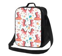 Borsa termica per il pranzo per donne e uomini, da lavoro, con simpatico dinosauro rosa, piccola scatola per il pranzo per donne e uomini, morbida borsa termica isolata, borsa per il pranzo per adulti
