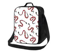 Borsa termica per il pranzo per donne e uomini, da lavoro, con simpatico serpente in stile cartone animato, rosso e bianco, per adulti, per donne e uomini, morbida borsa termica isolata, piccola borsa