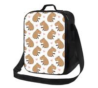 Borsa termica per il pranzo per donne e uomini, da lavoro, con stampa di capybara a forma di cuore, per donne e uomini, morbida borsa termica isolata, piccola borsa per il pranzo con tracolla