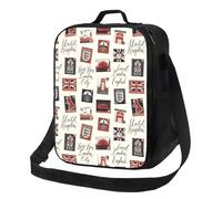 Borsa termica per il pranzo per donne e uomini, da lavoro, con stampa di francobolli dell'Inghilterra, piccola scatola per il pranzo per donne e uomini, morbida borsa termica isolata, borsa per il