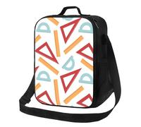 Borsa termica per il pranzo per donne e uomini, da lavoro, con stampa di righello matematico colorato, per donne e uomini, morbida borsa termica isolata, piccola borsa per il pranzo con tracolla