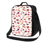 Borsa termica per il pranzo per donne e uomini, da lavoro, con stampa di salsiccia e prosciutto, per adulti, per donne e uomini, morbida borsa termica isolata, piccola borsa per il pranzo con tracolla