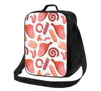 Borsa termica per il pranzo per donne e uomini, da lavoro, con stampa pancetta e prosciutto per adulti, per donne e uomini, morbida borsa termica isolata, piccola borsa per il pranzo con tracolla