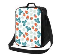 Borsa termica per il pranzo per donne e uomini, da lavoro, graziosa fragola, fiore azzurro, per adulti, per donne e uomini, morbida borsa termica isolata, piccola borsa per il pranzo con tracolla