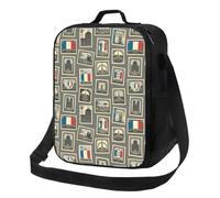 Borsa termica per il pranzo per donne e uomini, da lavoro, motivo francia, per adulti, unisex, morbida borsa termica isolata, piccola borsa per il pranzo con tracolla regolabile