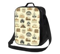 Borsa termica per il pranzo per donne e uomini, da lavoro, motivo francobolli vintage, piccola scatola per il pranzo per donne e uomini, morbida borsa termica isolata, borsa per il pranzo per adulti