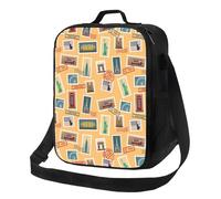 Borsa termica per il pranzo per donne e uomini, da lavoro, piccola scatola per il pranzo con design a francobolli del mondo, per donne e uomini, morbida borsa termica isolata, borsa per il pranzo per