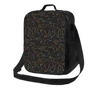 Borsa termica per il pranzo per donne e uomini, da lavoro, piccola scatola per il pranzo con dinosauro Doodle per donne e uomini, morbida borsa termica isolata, borsa per il pranzo per adulti con