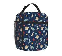 Borsa termica per il pranzo per donne e uomini, da lavoro, riutilizzabile, con creature marine