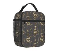 Borsa termica per il pranzo per donne e uomini, da lavoro, stile gotico, divertente, con serpente dorato e luna, riutilizzabile, borsa per il pranzo per adulti per ufficio e picnic