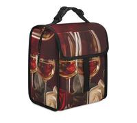 Borsa termica per il pranzo per donne e uomini, due bicchieri di vino bianco, borse per il pranzo per il lavoro