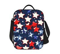 Borsa termica per il pranzo, per donne e uomini, grande, riutilizzabile, a prova di perdite, con tracolla regolabile, stelle patriottiche, strisce per l'indipendenza, per lavoro, viaggi, picnic