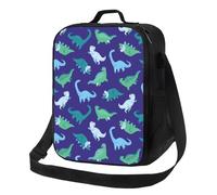 Borsa termica per il pranzo per donne e uomini, motivo dinosauro blu, piccola scatola per il pranzo per donne e uomini, morbida borsa termica isolata, borsa per il pranzo per adulti con tracolla