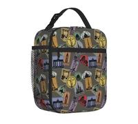 Borsa termica per il pranzo per donne e uomini, motivo mondi di francobolli, riutilizzabile, borsa per il pranzo per adulti, borsa tote per ufficio e picnic