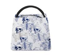 Borsa termica per il pranzo per donne e uomini, motivo scheletro blu, borsa termica per il pranzo, borsa termica riutilizzabile
