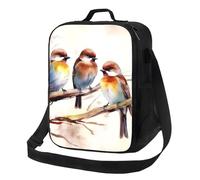 Borsa termica per il pranzo per donne e uomini, motivo: uccelli che riposano su un ramo di un albero, porta pranzo per adulti, borsa riutilizzabile per il pranzo, per lavoro, picnic, viaggi