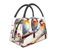 Borsa termica per il pranzo per donne e uomini, motivo: uccelli che riposano su un ramo di un albero, porta pranzo per adulti, borsa riutilizzabile per il pranzo, per lavoro, picnic, viaggi
