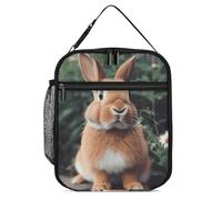 Borsa termica per il pranzo per donne e uomini, riutilizzabile, borsa per il pranzo con coniglio accanto ai fiori, contenitore per il pranzo per ufficio