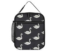 Borsa termica per il pranzo per donne e uomini, riutilizzabile, borsa per il pranzo, piccola borsa per il pranzo con motivo cigno nero, contenitore per il pranzo per ufficio