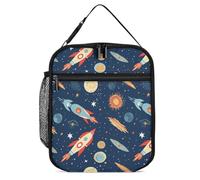 Borsa termica per il pranzo, per donne e uomini, riutilizzabile, borsa termica a forma di razzo nello spazio, borsa tote per il lavoro e picnic
