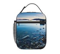 Borsa termica per il pranzo, per donne e uomini, riutilizzabile, borsa termica per il pranzo con mare calmo e rocce, borsa tote per il lavoro e picnic