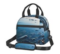 Borsa termica per il pranzo, per donne e uomini, riutilizzabile, borsa termica per il pranzo con mare calmo e rocce, borsa tote per il lavoro e picnic