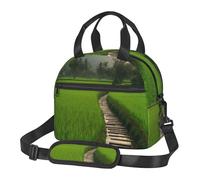 Borsa termica per il pranzo, per donne e uomini, riutilizzabile, con campo di riso, verde, borsa per il pranzo, per il lavoro e il picnic