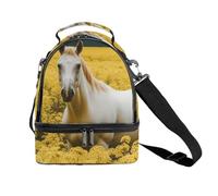 Borsa termica per il pranzo per donne e uomini, riutilizzabile, con cavalli nei campi, con tracolla regolabile, contenitore per il pranzo per ufficio, picnic, viaggi
