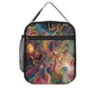 Borsa termica per il pranzo, per donne e uomini, riutilizzabile, con colori vivaci e vortici, contenitore per il pranzo per ufficio