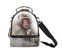 Borsa termica per il pranzo per donne e uomini, riutilizzabile, con due scimmie, foto, con tracolla regolabile, contenitore per il pranzo per ufficio, picnic, viaggi